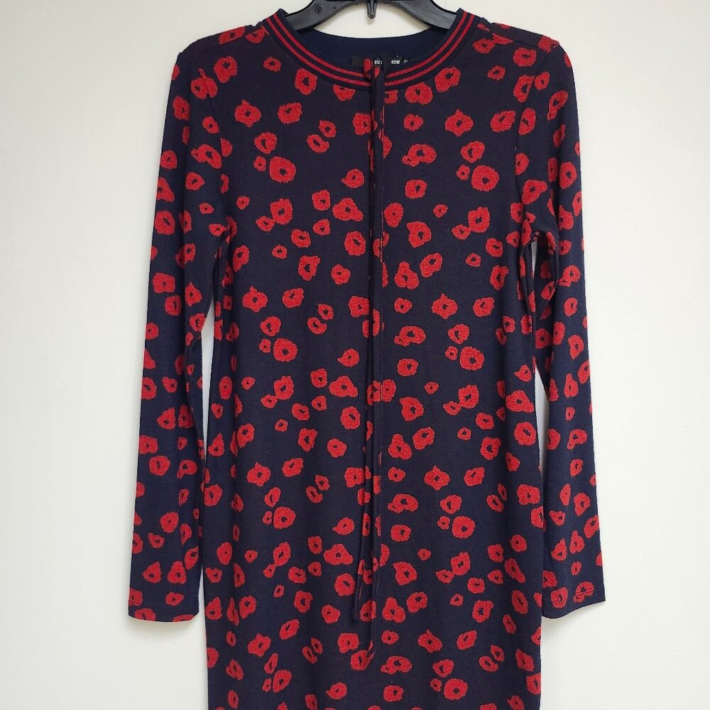 Supermom Women's Dark Blue/Red Poppy Long Sleeved Midi Maternity Dress